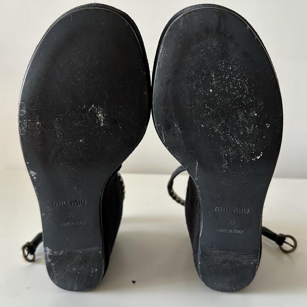 Authentic Miu Miu Wedge Sandals Size Us6/ Eu36 - image 6